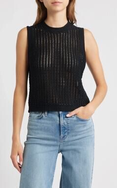 Frame The Crochet Tank Top Black size S small